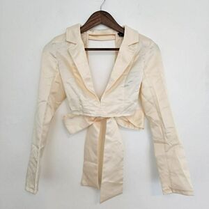 PrettyLittleThing Cream 'Satin' Crop Top Size 2